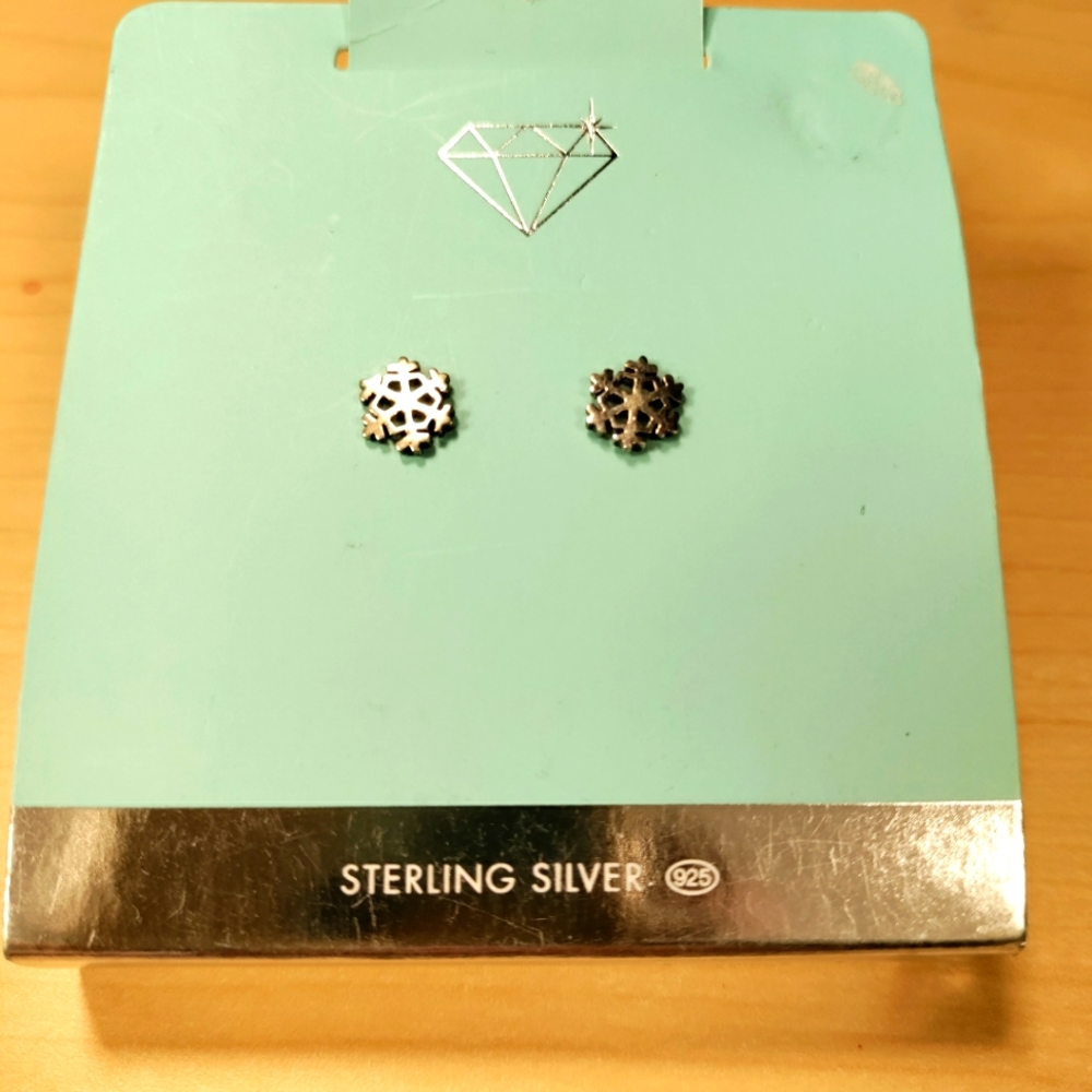 Sterling silver snowflake studs